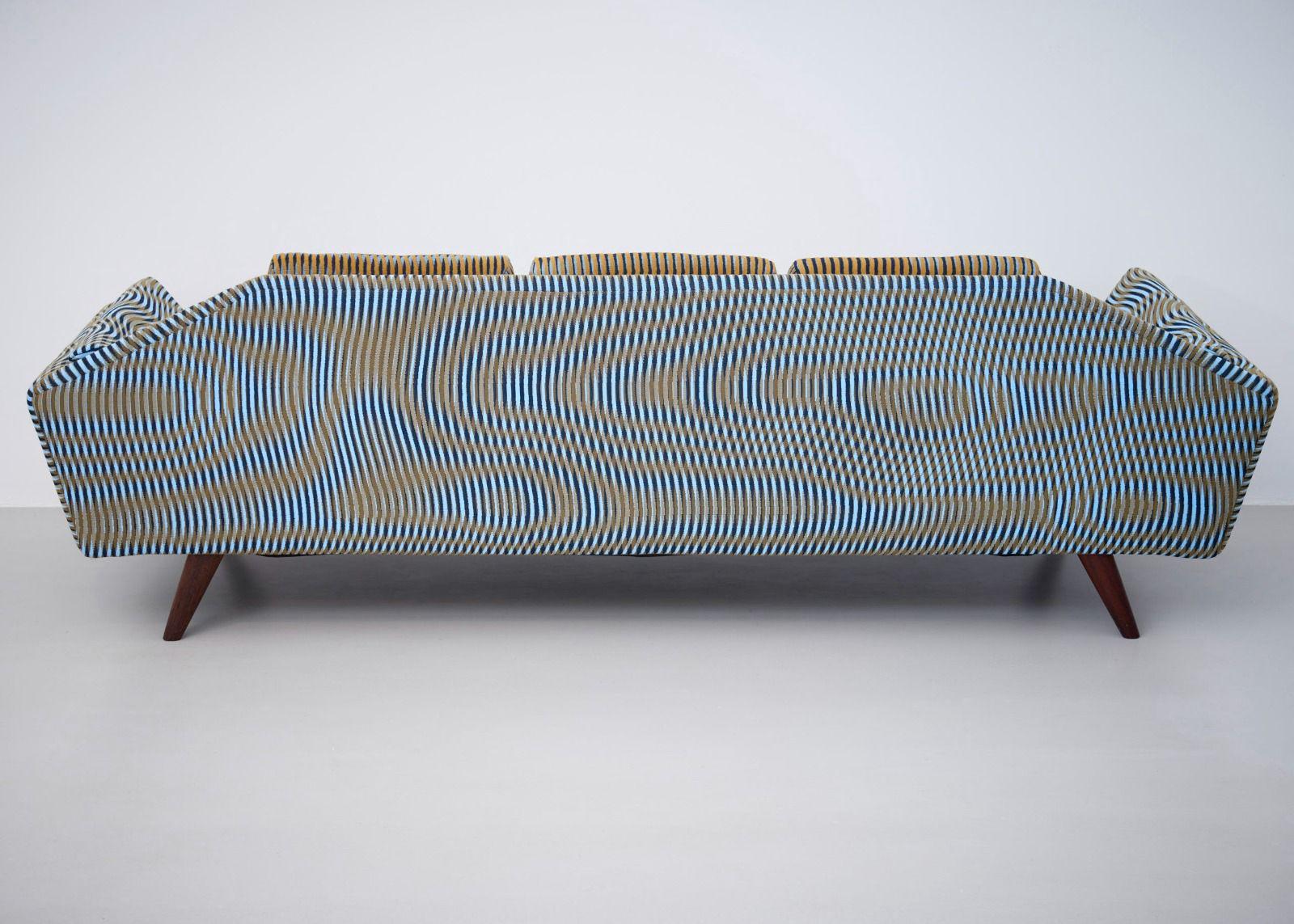 American Newly upholstered Adrian Pearsall Gondola Sofa in custom fabric by Case Studies For Sale