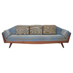 Newly upholstered Adrian Pearsall Gondola Sofa in custom fabric by Case Studies