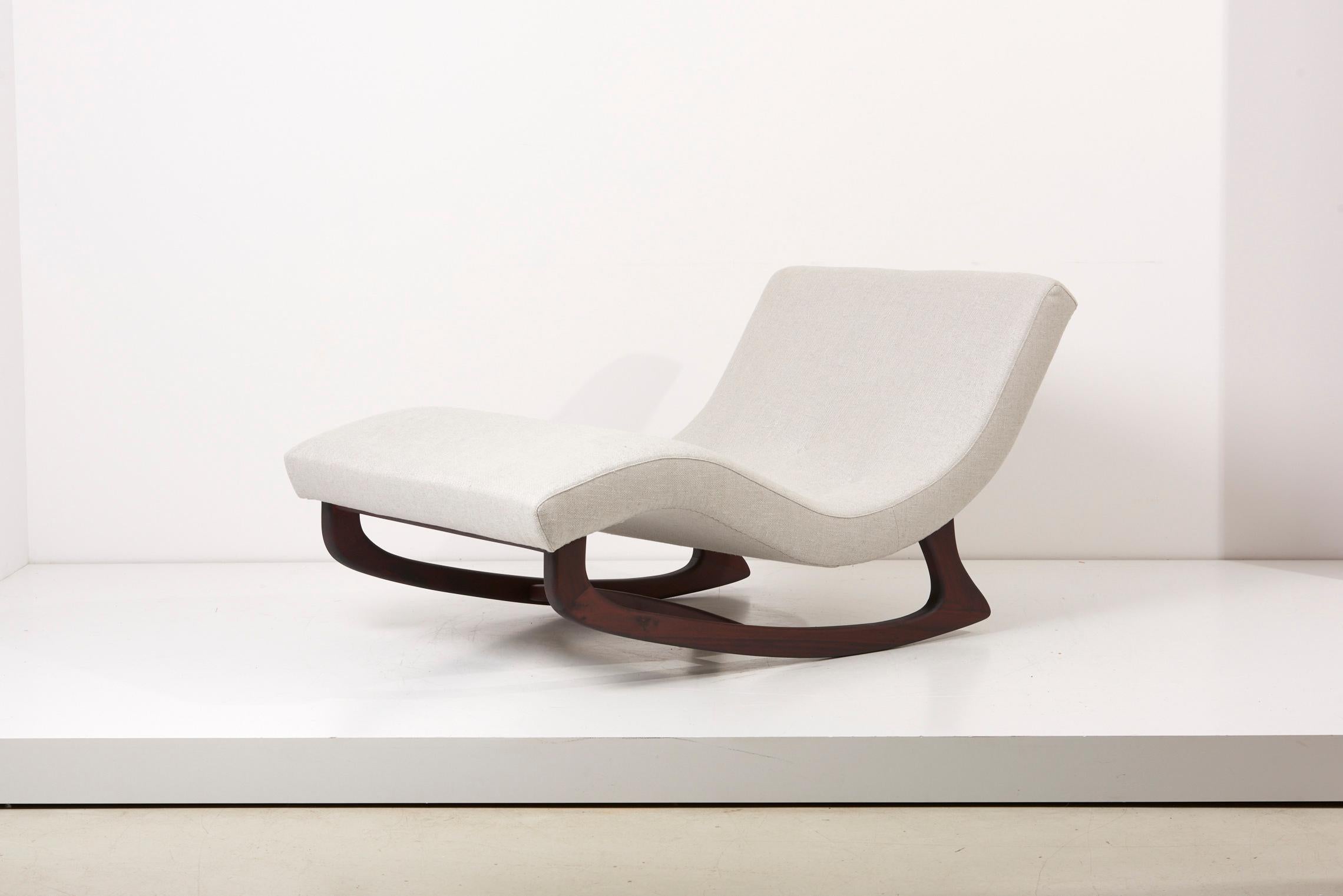 Mid-Century Modern Newly Upholstered Adrian Pearsall Rocking Chaise in Dedar Fabric, USA, 1950s
