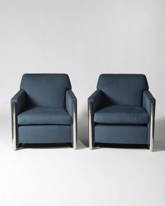 Sillones de alpaca y acero recién tapizados, Italia, c. 1960