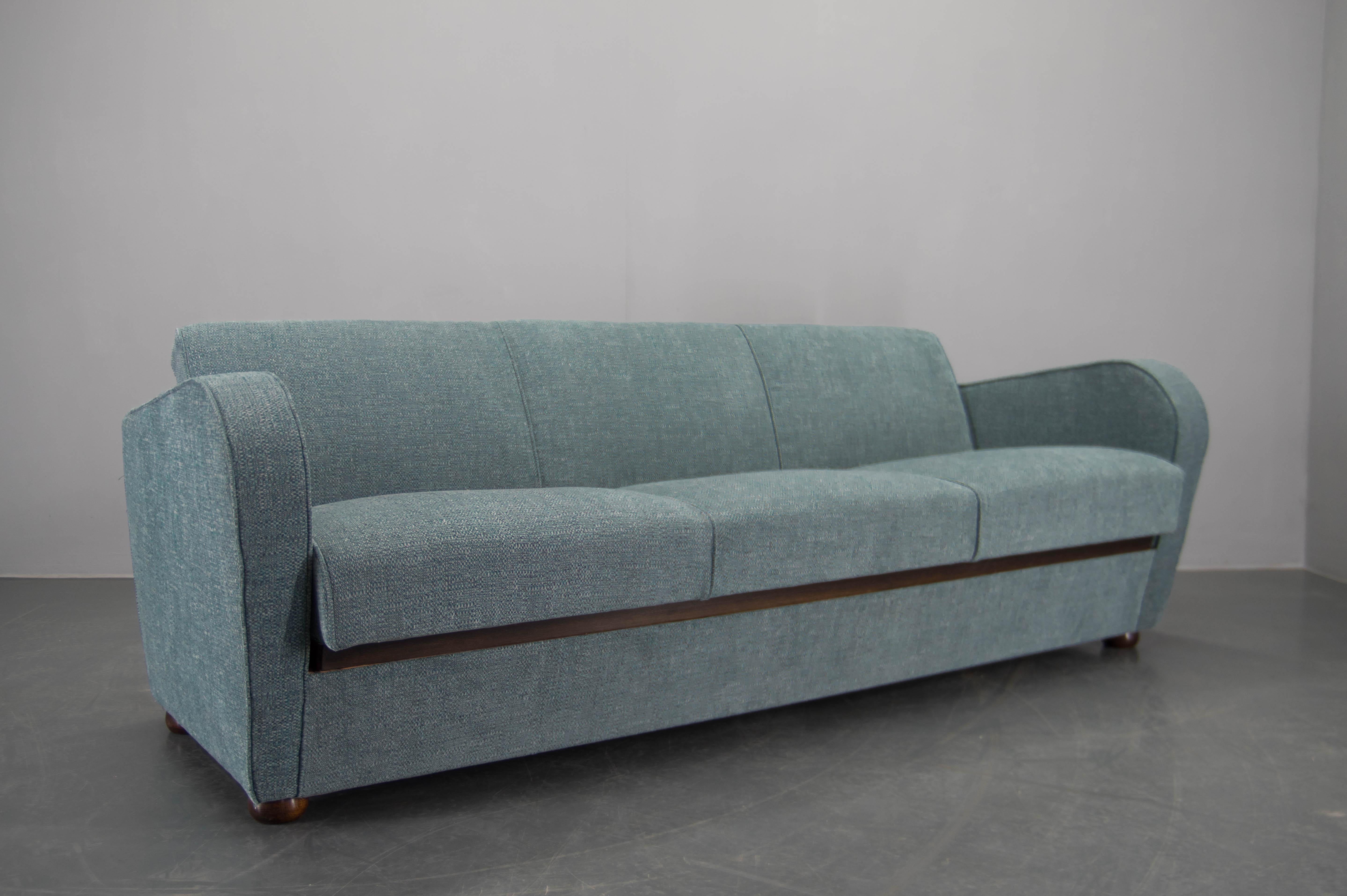 Sofá / Cama de Día Art Decó recién tapizado de Halabala, años 30 en venta 9