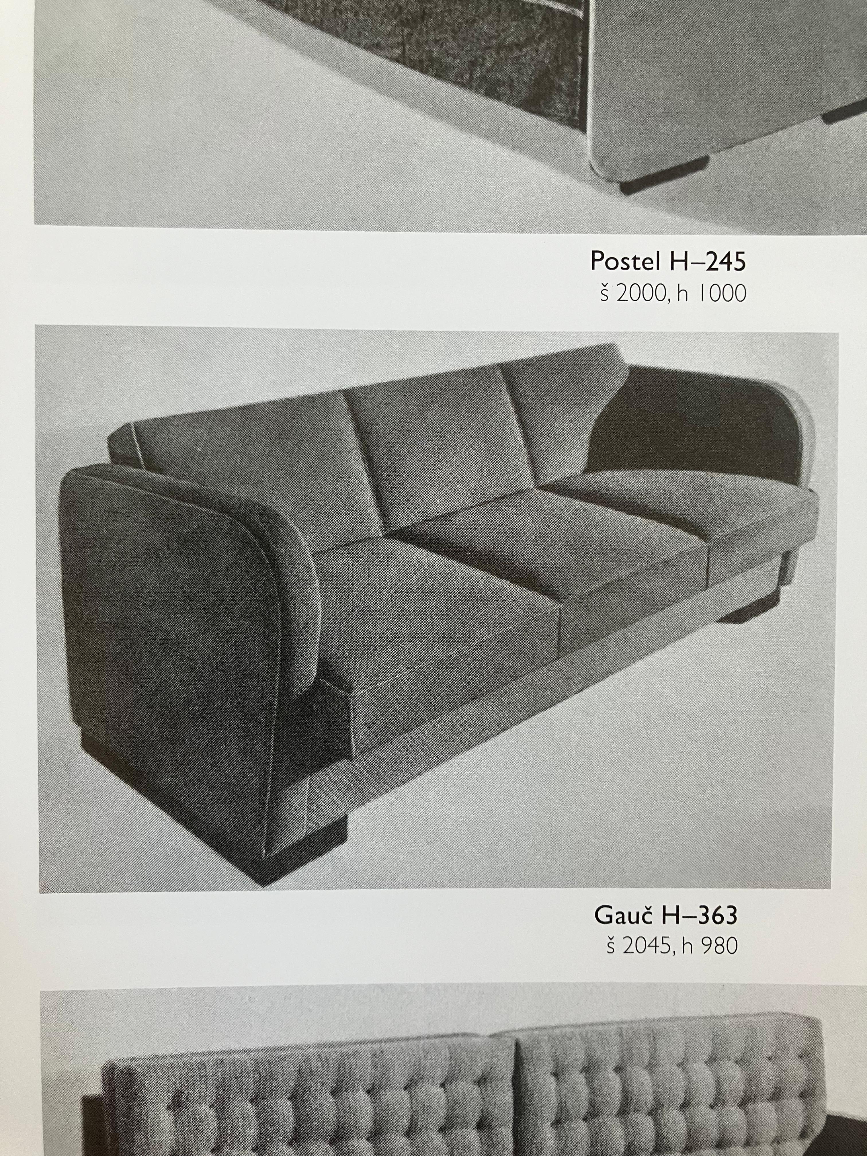 Sofá / Cama de Día Art Decó recién tapizado de Halabala, años 30 en venta 10