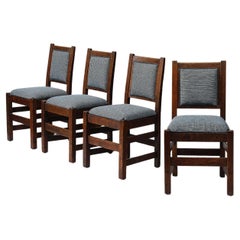 Newly Upholstered Arts and Crafts Style Dining Chairs, United States, c. 1940