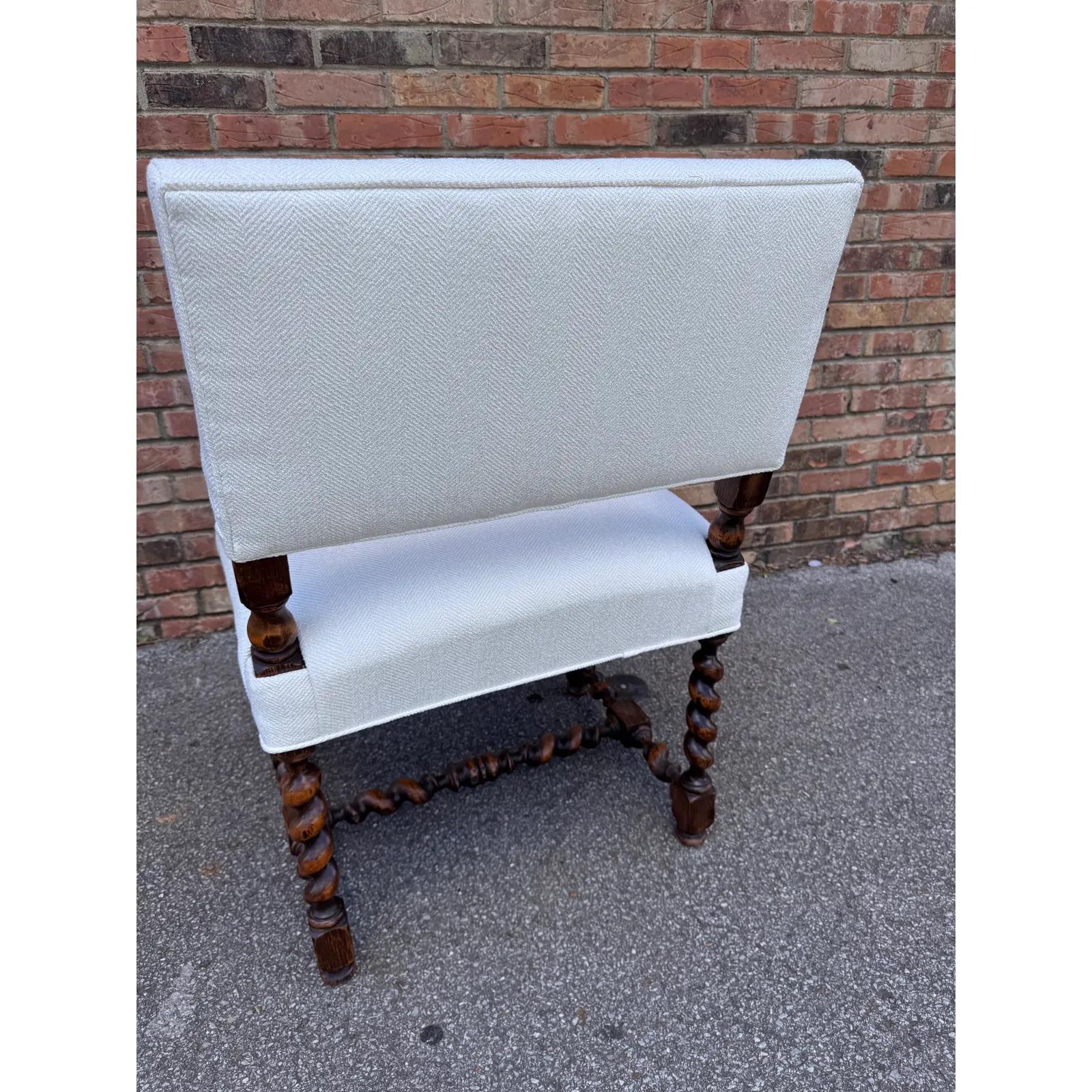 Newly Upholstered Barley Twist Arm Chair For Sale 1