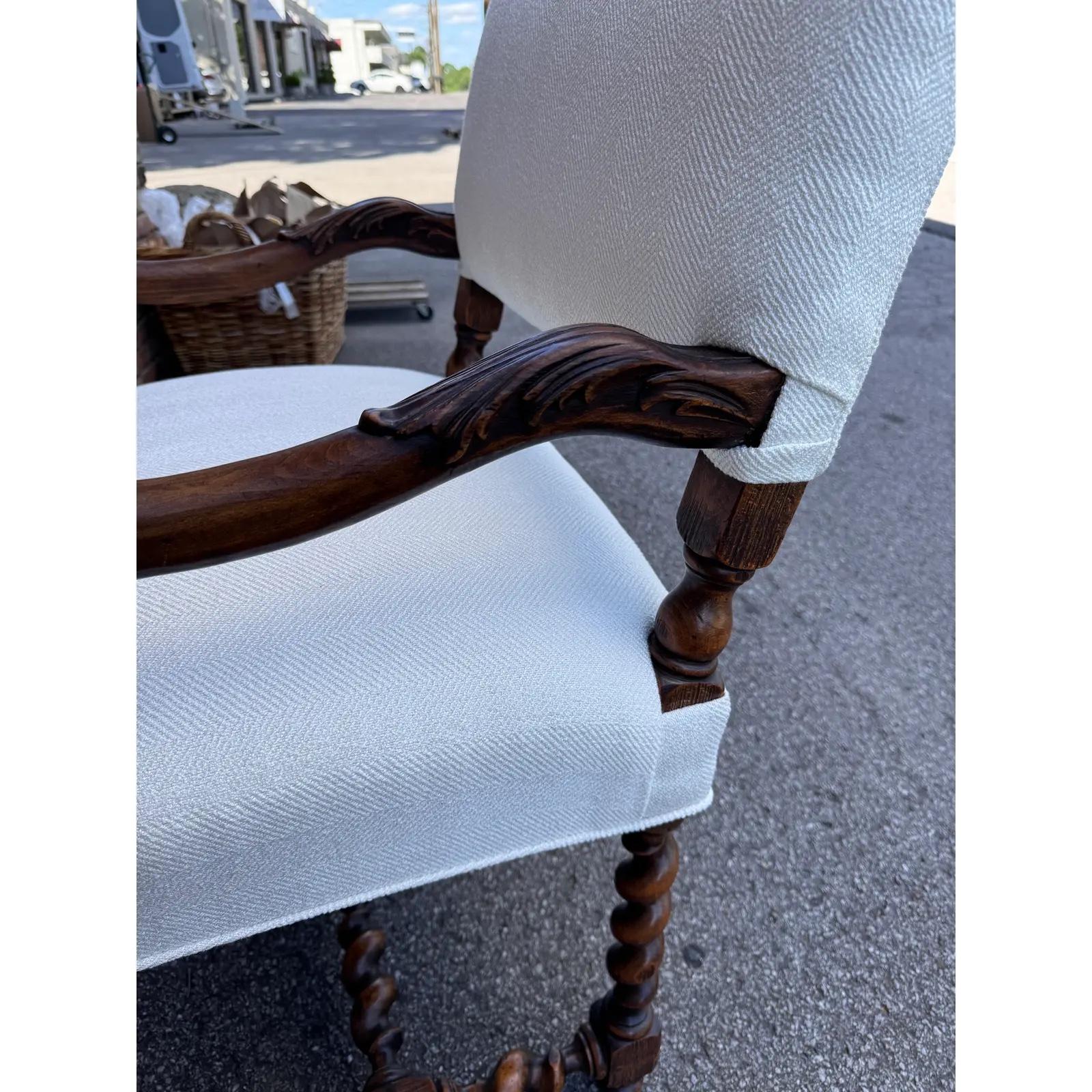 Newly Upholstered Barley Twist Arm Chair For Sale 2
