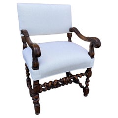 Newly Upholstered Barley Twist Arm Chair