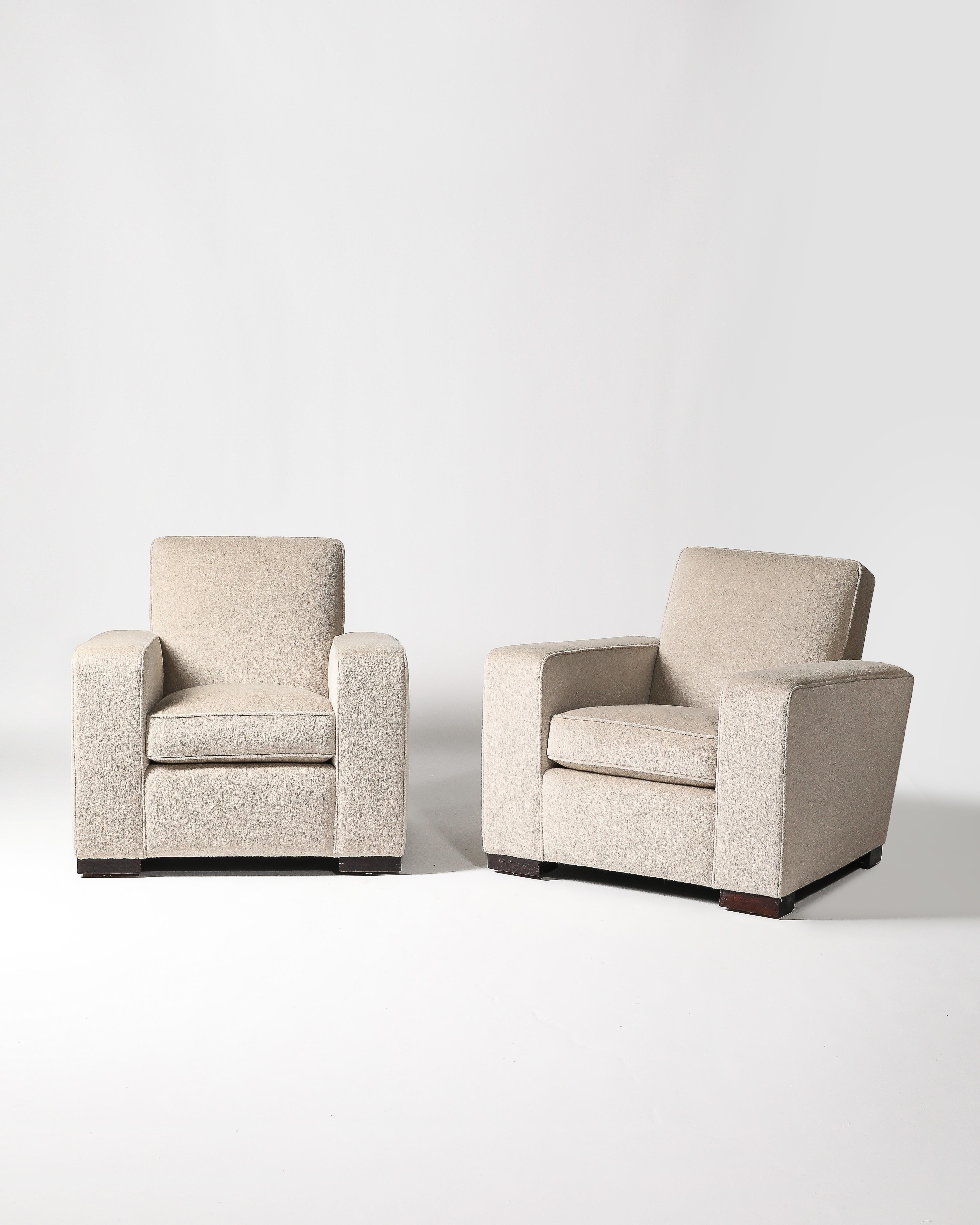 Sedie Club/Lounge appena imbottite di Jacques Adnet, Francia, C.C. 1940 In condizioni buone in vendita a New York City, NY