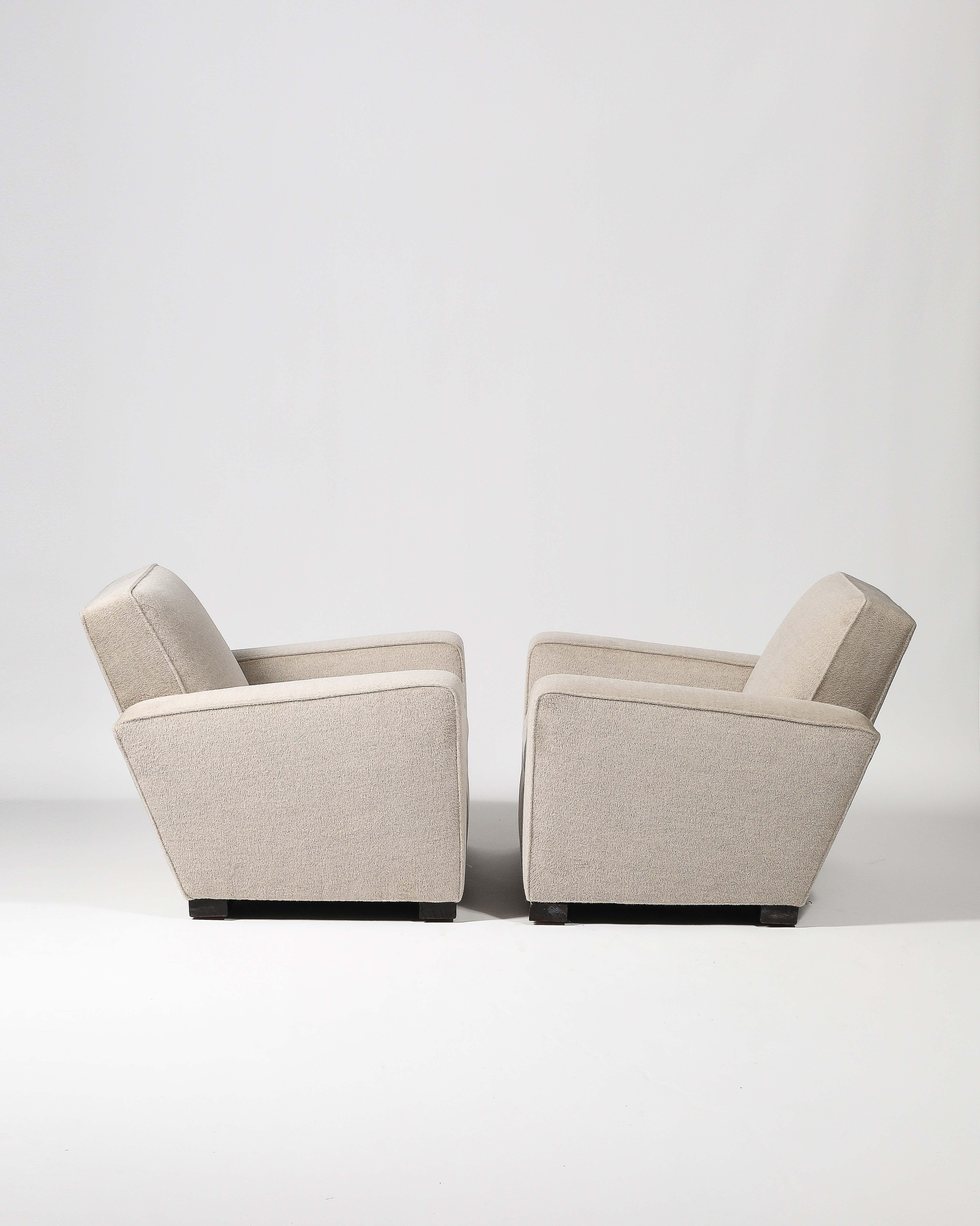 Tappezzeria Sedie Club/Lounge appena imbottite di Jacques Adnet, Francia, C.C. 1940 in vendita