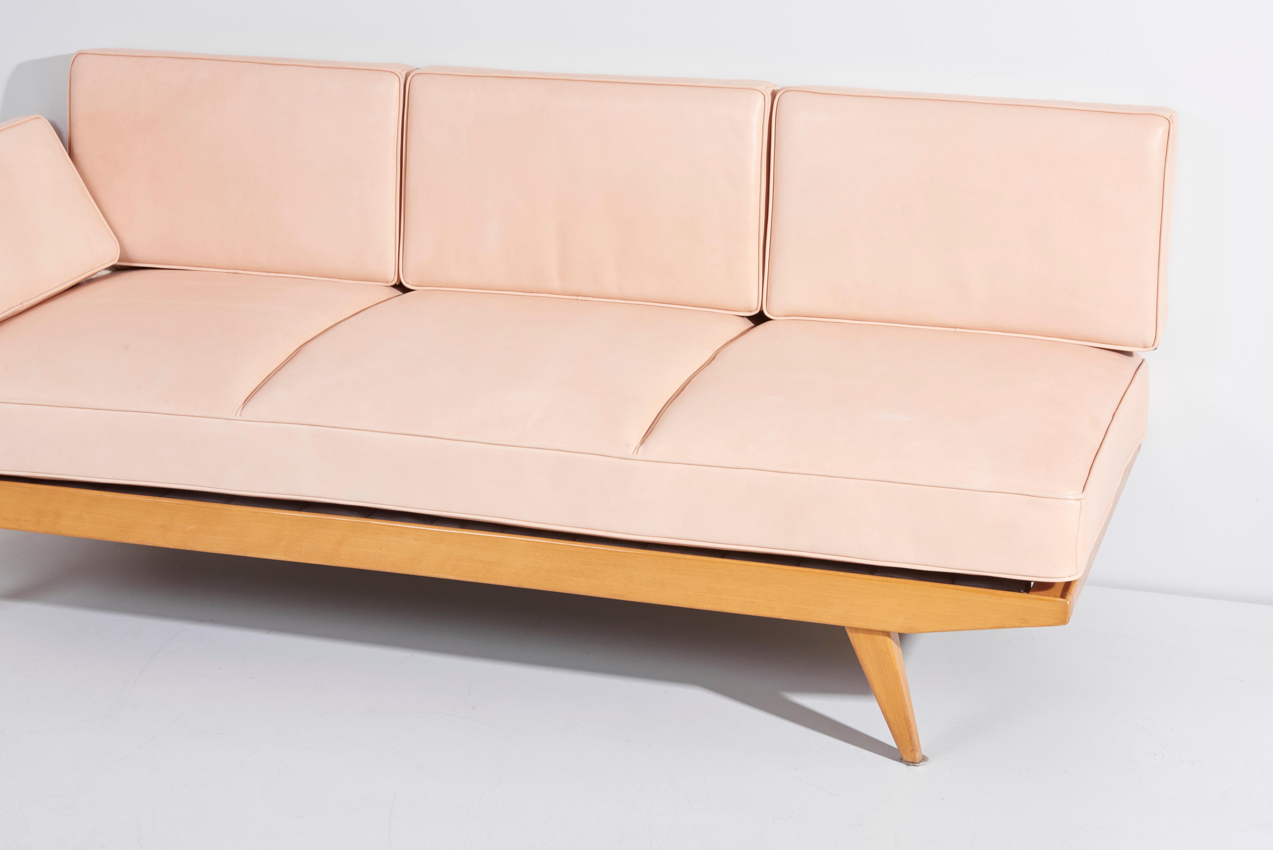 German Newly Upholstered Daybed by Jens Risom for Walter Knoll 1950s in Leather