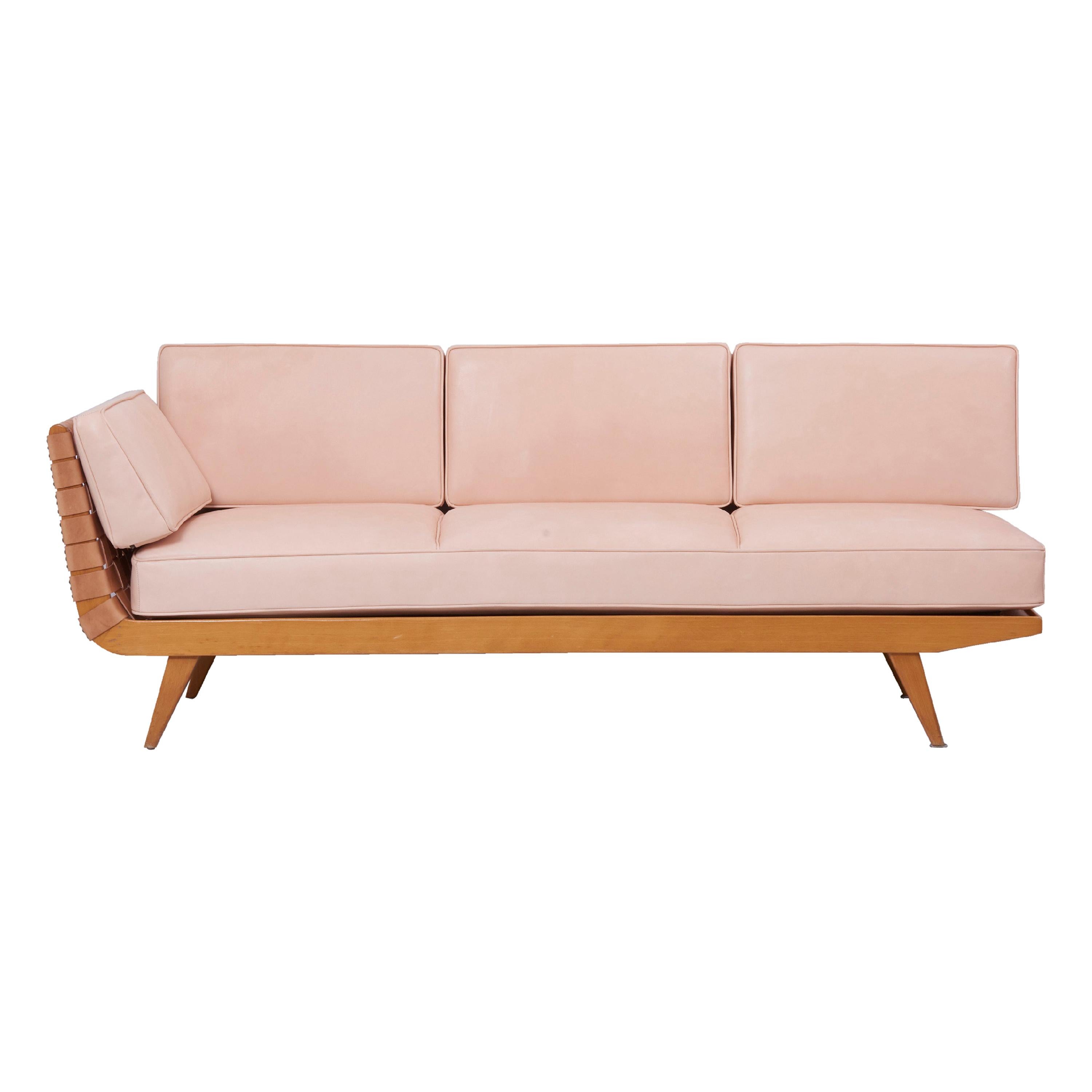 Newly Upholstered Daybed by Jens Risom for Walter Knoll 1950s in Leather