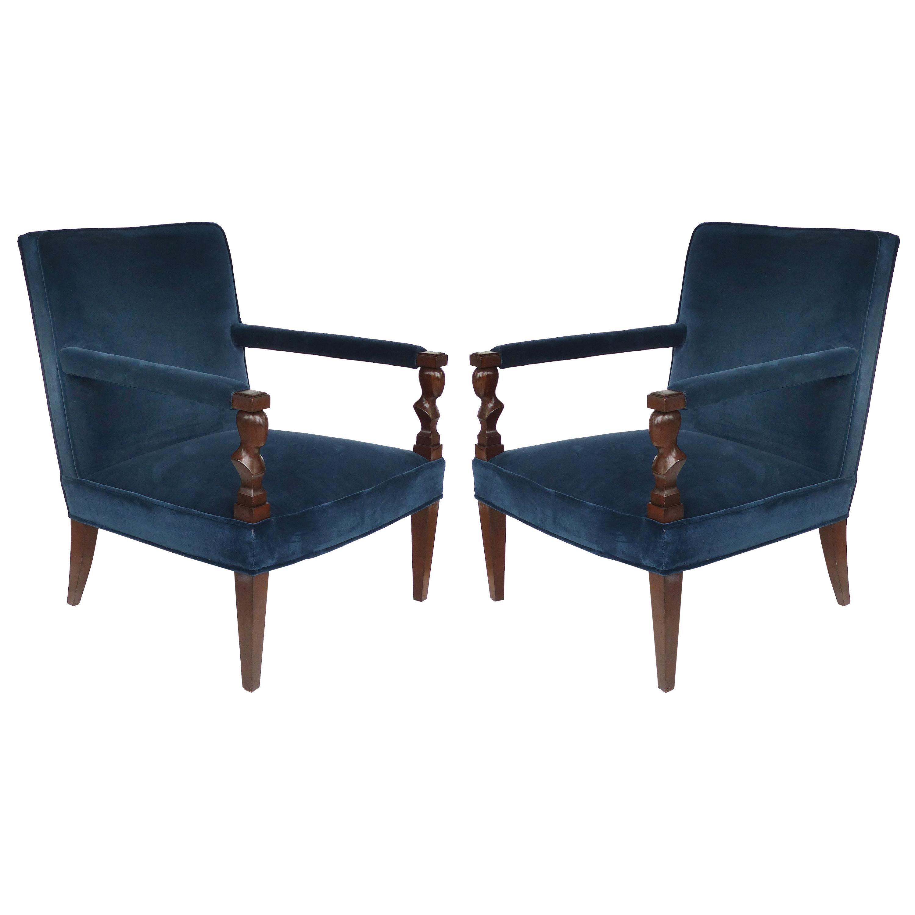 John Hutton Donghia "Rushmore" Newly Upholstered Armchairs , Pair