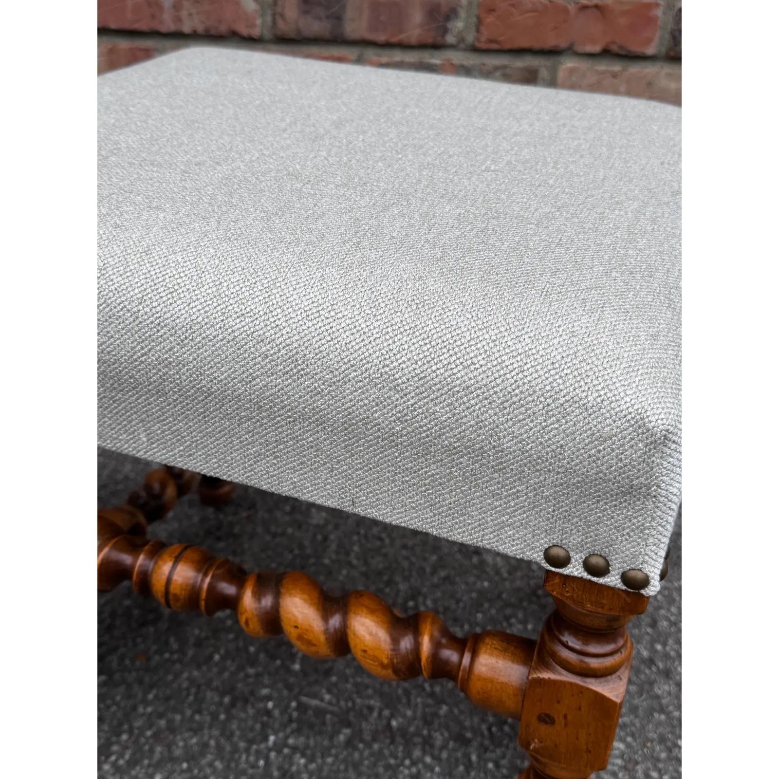 19th Century Newly Upholstered English Barley Leg Stools For Sale