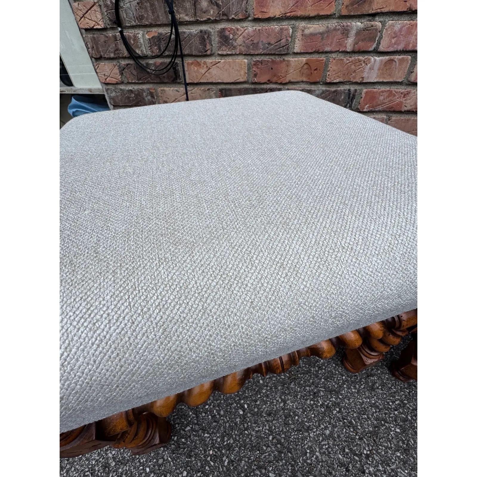 Newly Upholstered English Barley Leg Stools For Sale 1