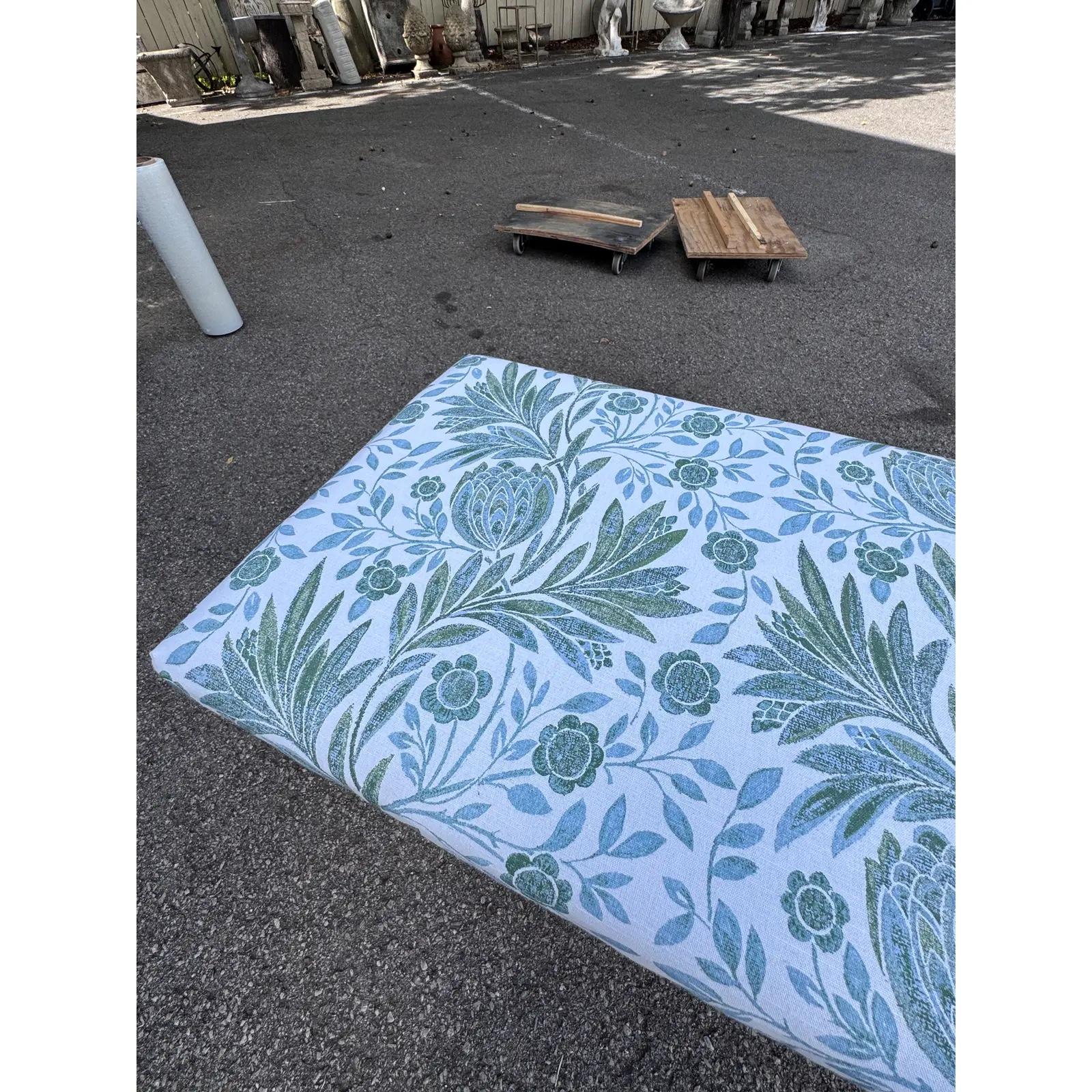 Cotton Newly Upholstered English Bench For Sale