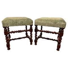 Antique Newly Upholstered English Benches