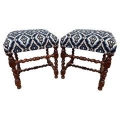 Antique Newly Upholstered English Benches