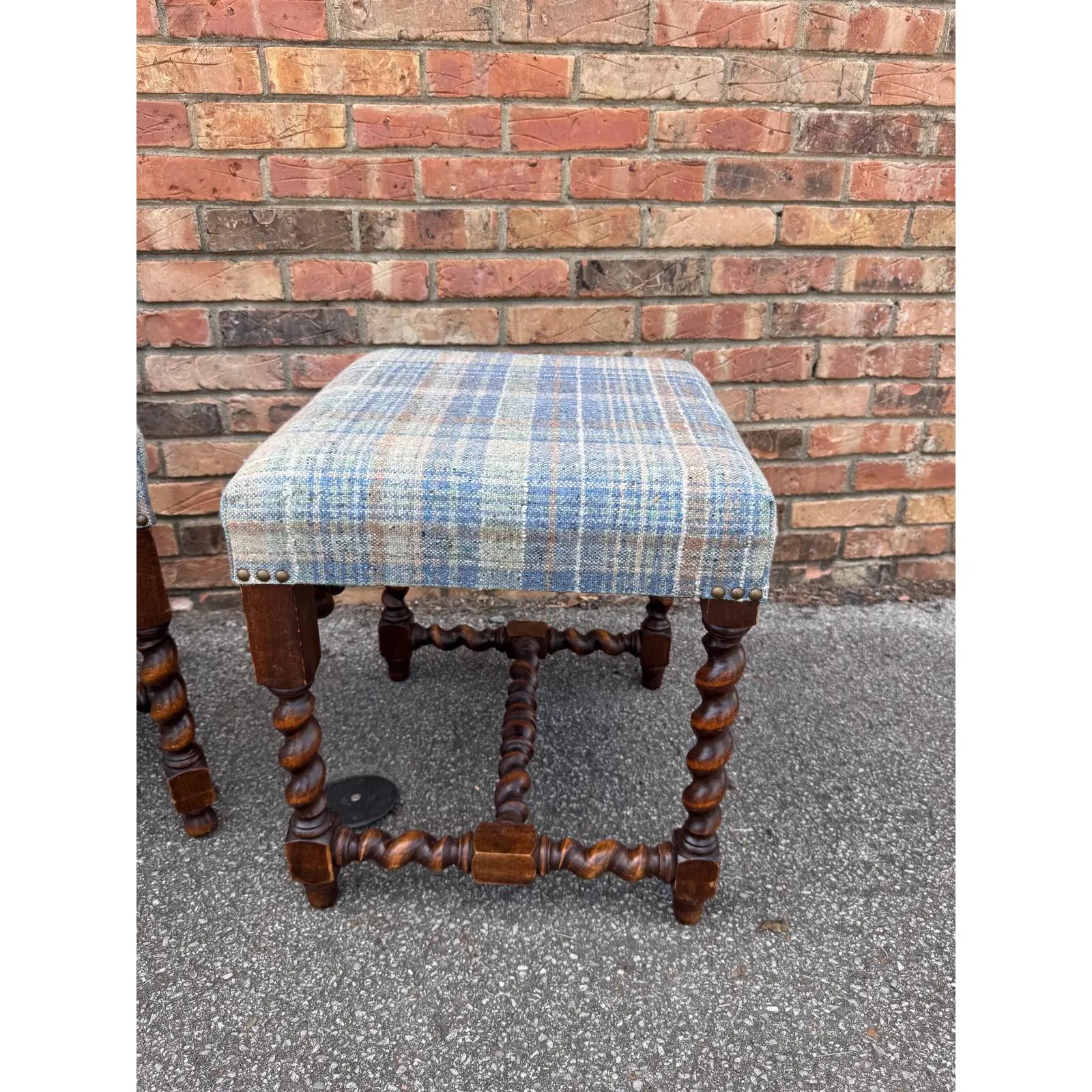 Newly Upholstered English Stools In Good Condition For Sale In Nashville, TN