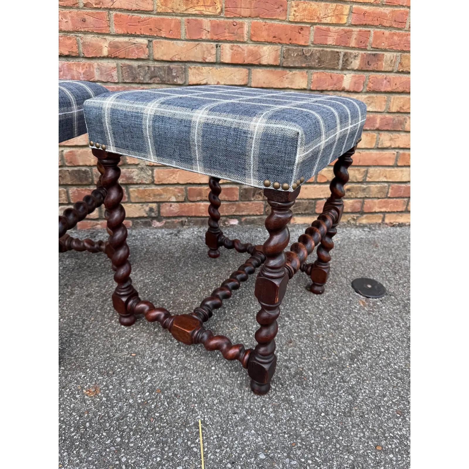 European Newly Upholstered English Stools For Sale