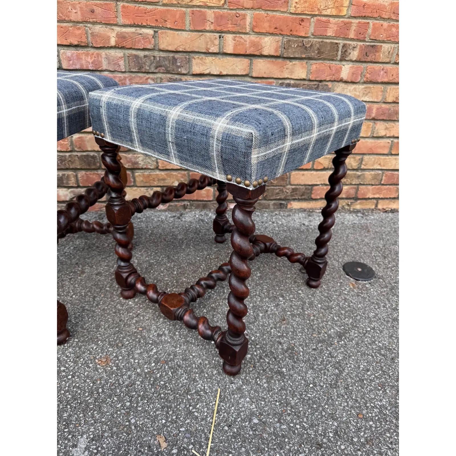 Newly Upholstered English Stools In Good Condition For Sale In Nashville, TN