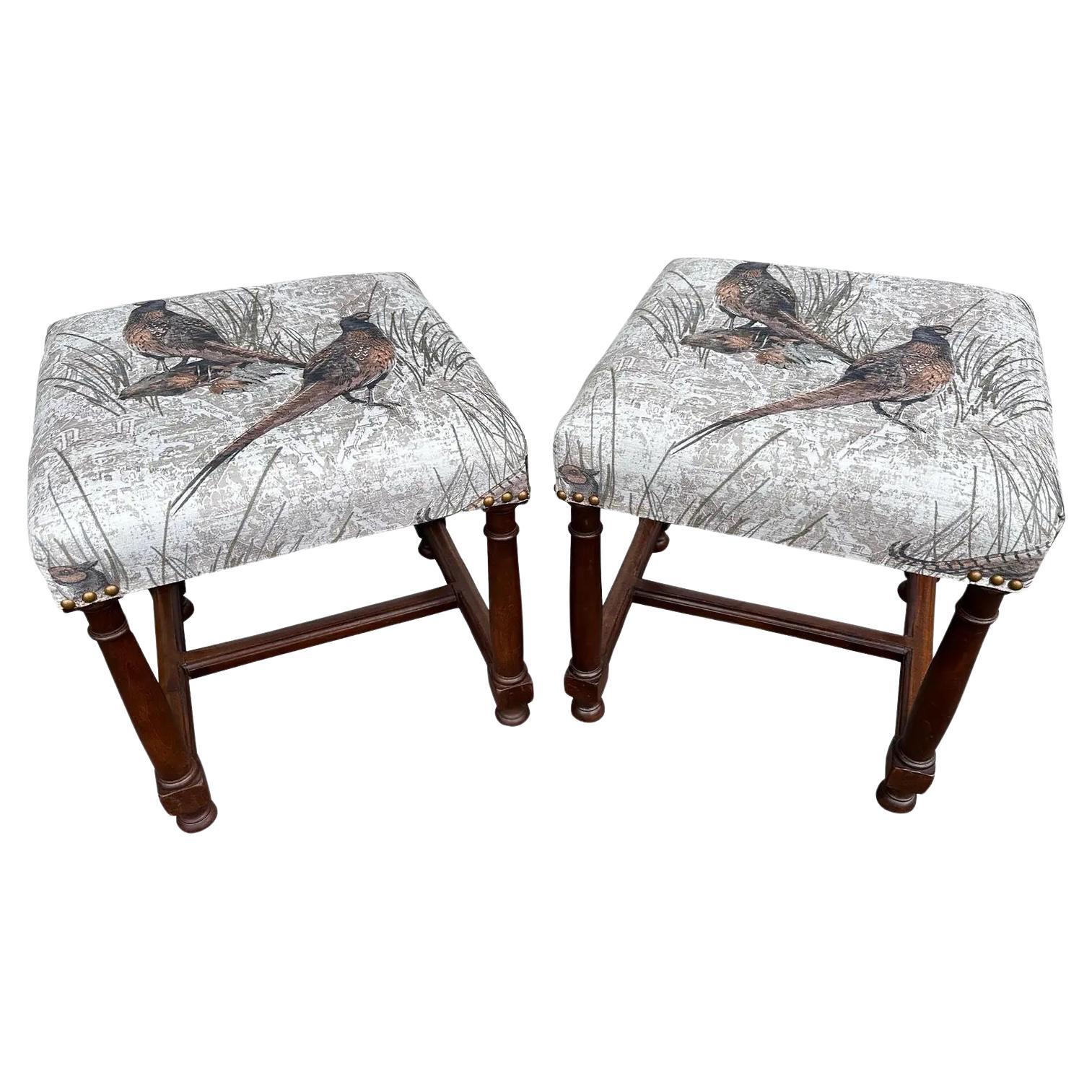 Newly  Upholstered English Stools For Sale