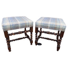 Antique Newly Upholstered English Stools