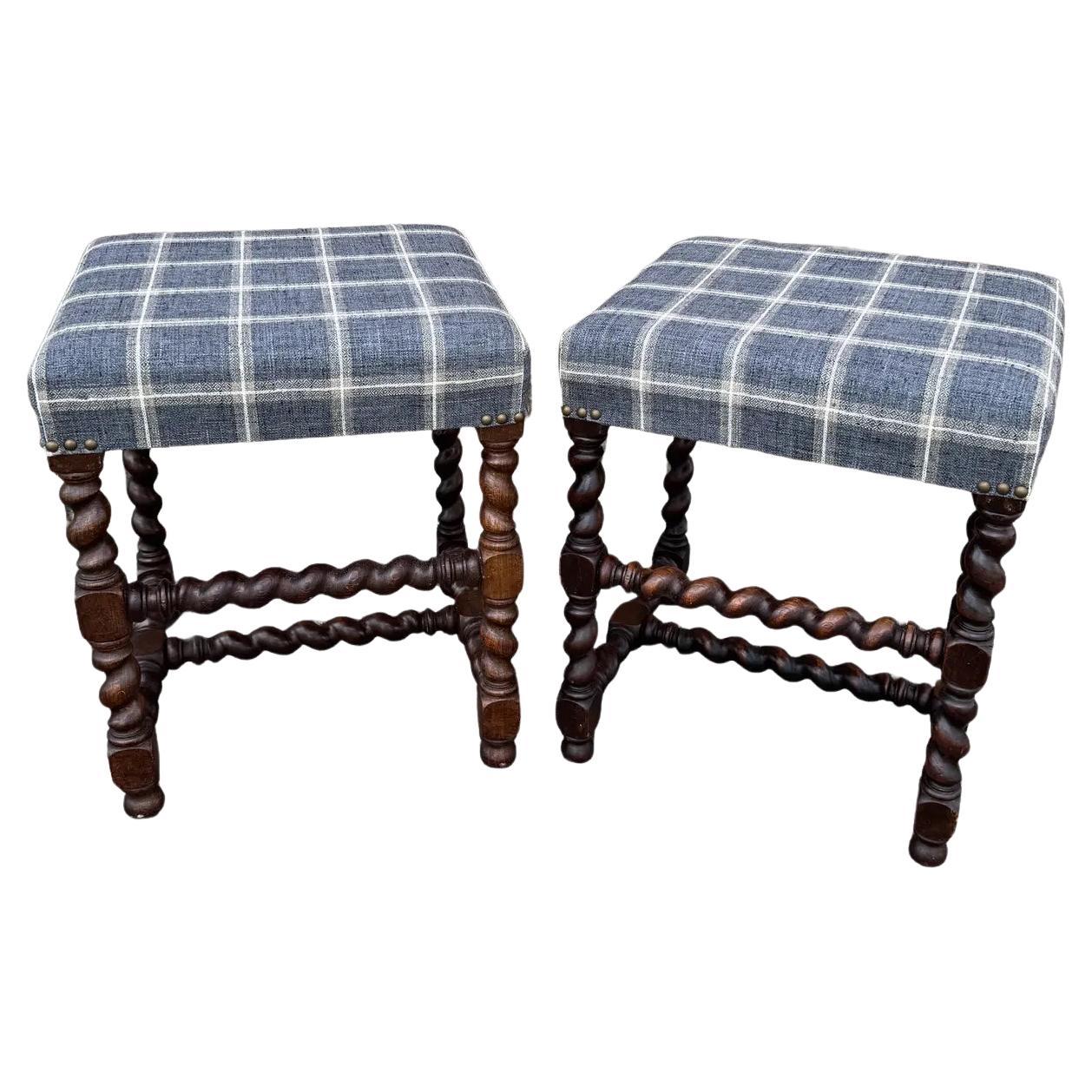 Newly Upholstered English Stools