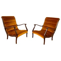 Newly Upholstered Ezio Longhi Lounge Chairs Bronze Velvet
