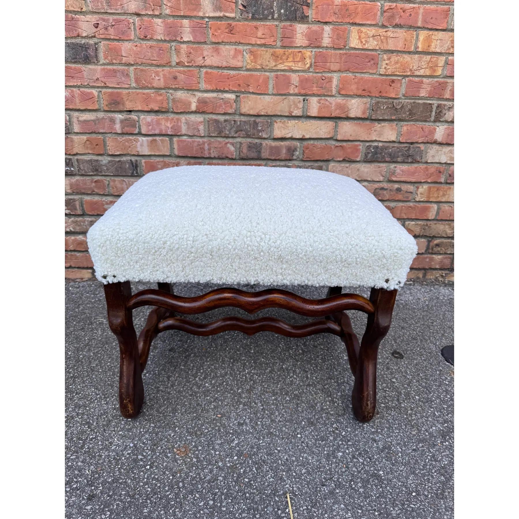 Fabric Newly Upholstered French Bench For Sale