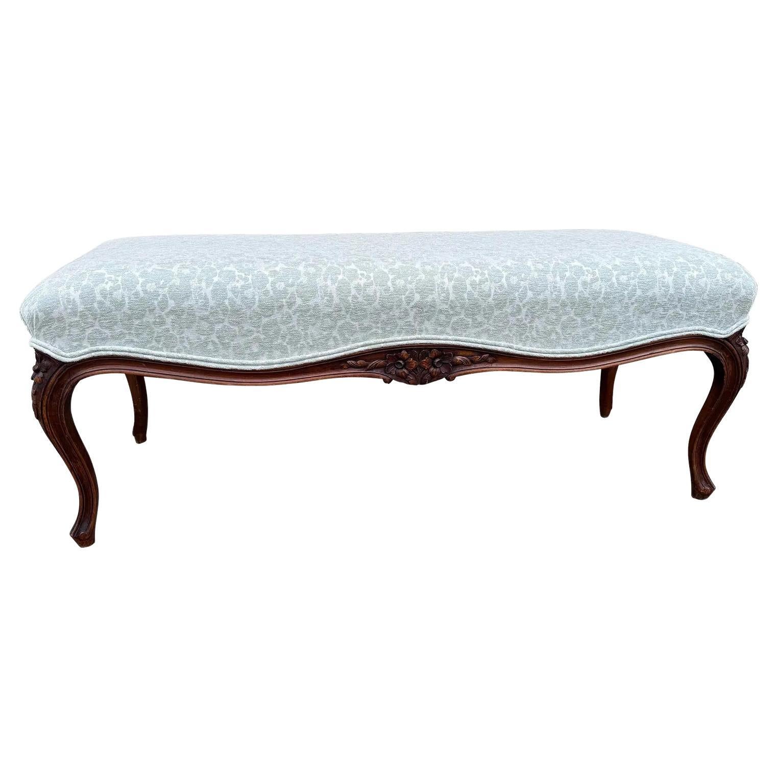 Newly Upholstered French Bench For Sale