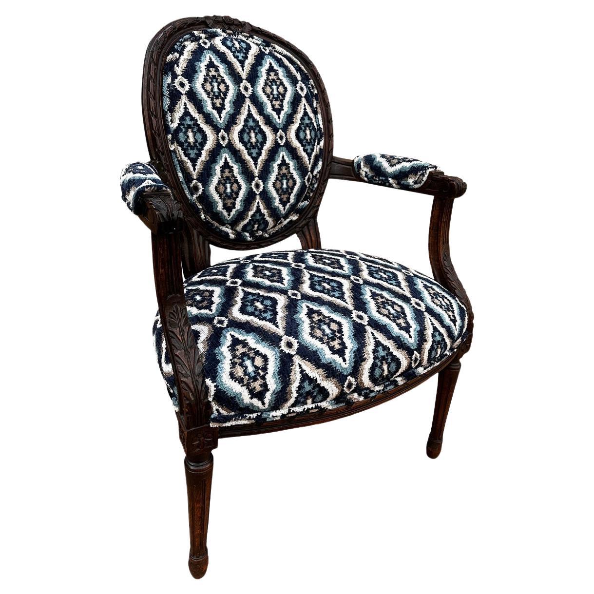 Newly Upholstered French Chair For Sale