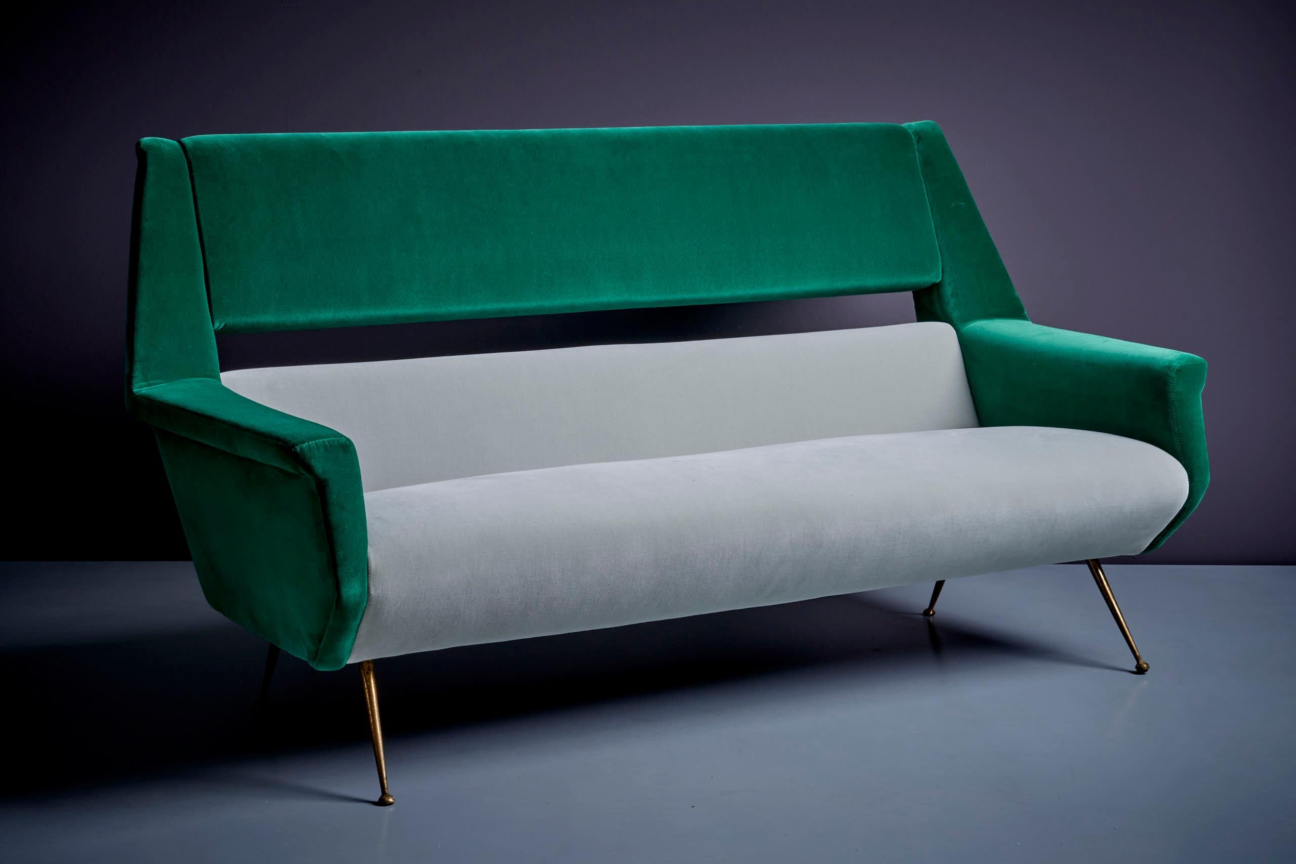 Gigi Radice sofa for Minotti Italy, 1950s. Newly upholstered in a velvet Dedar fabric.