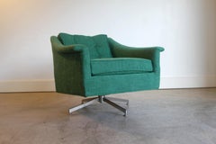 Newly Upholstered Green Swivel Lounge Chair
