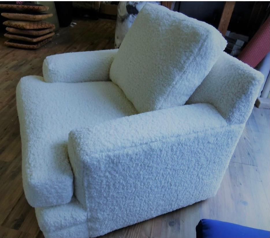 Mid-Century Modern Newly Upholstered in Boucle Club Chair Late 20th Century