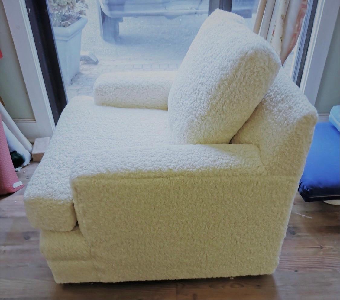 Fabric Newly Upholstered in Boucle Club Chair Late 20th Century