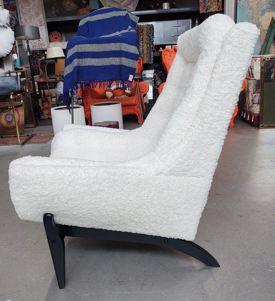 Mid-Century Newly Upholstered in Boucle Fabric Castro Lounge Chair 1