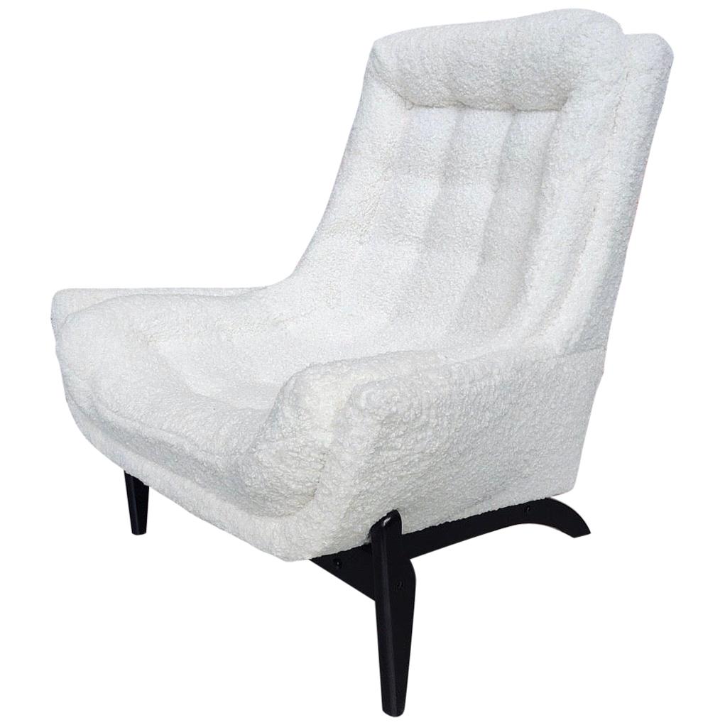 Mid-Century Newly Upholstered in Boucle Fabric Castro Lounge Chair
