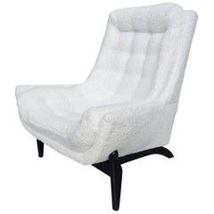 Mid-Century Newly Upholstered in Boucle Fabric Castro Lounge Chair