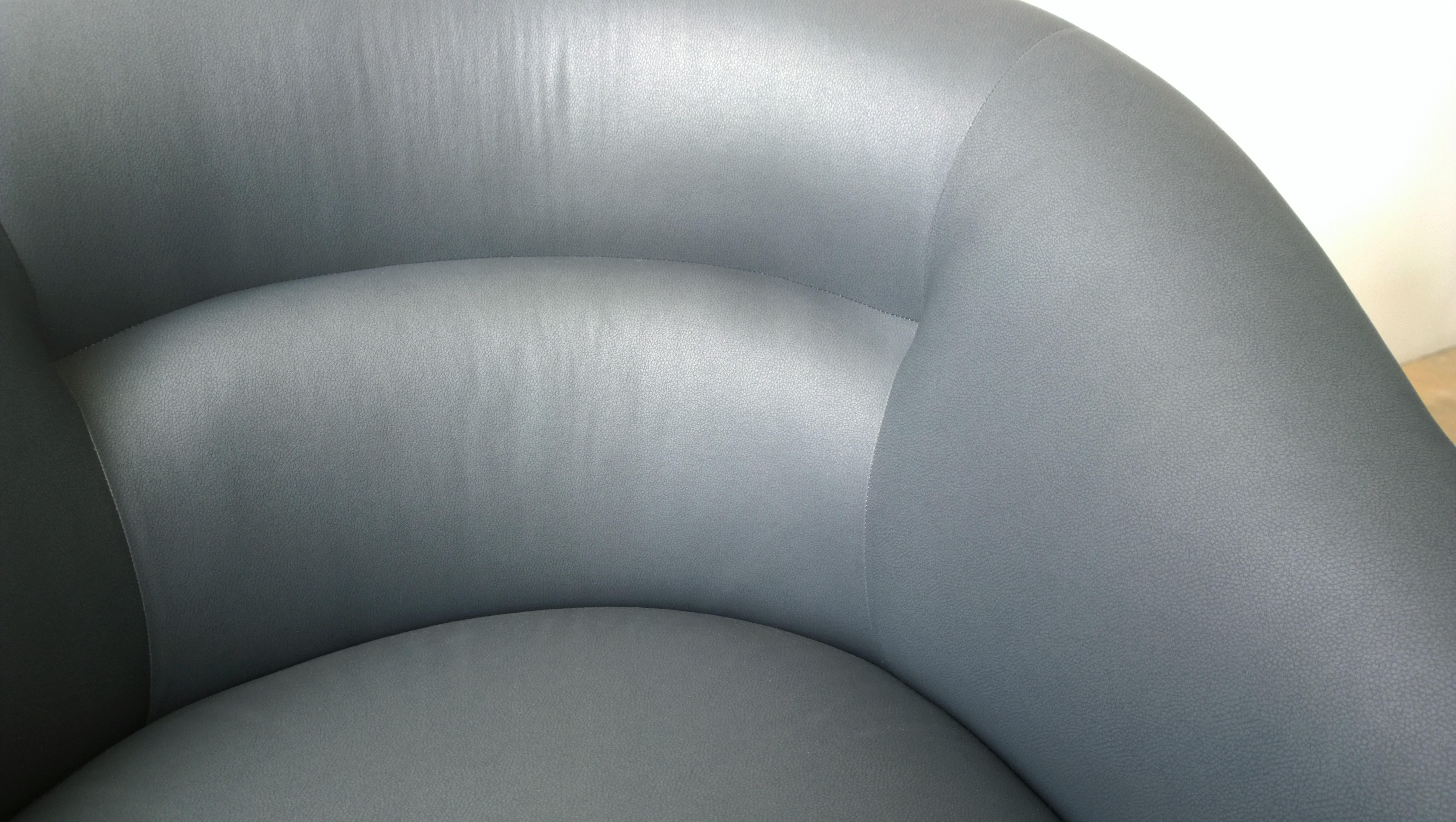 Newly Upholstered in Knoll Whip Gray Barrel Back Club/Armchairs on Casters, Pair For Sale 2