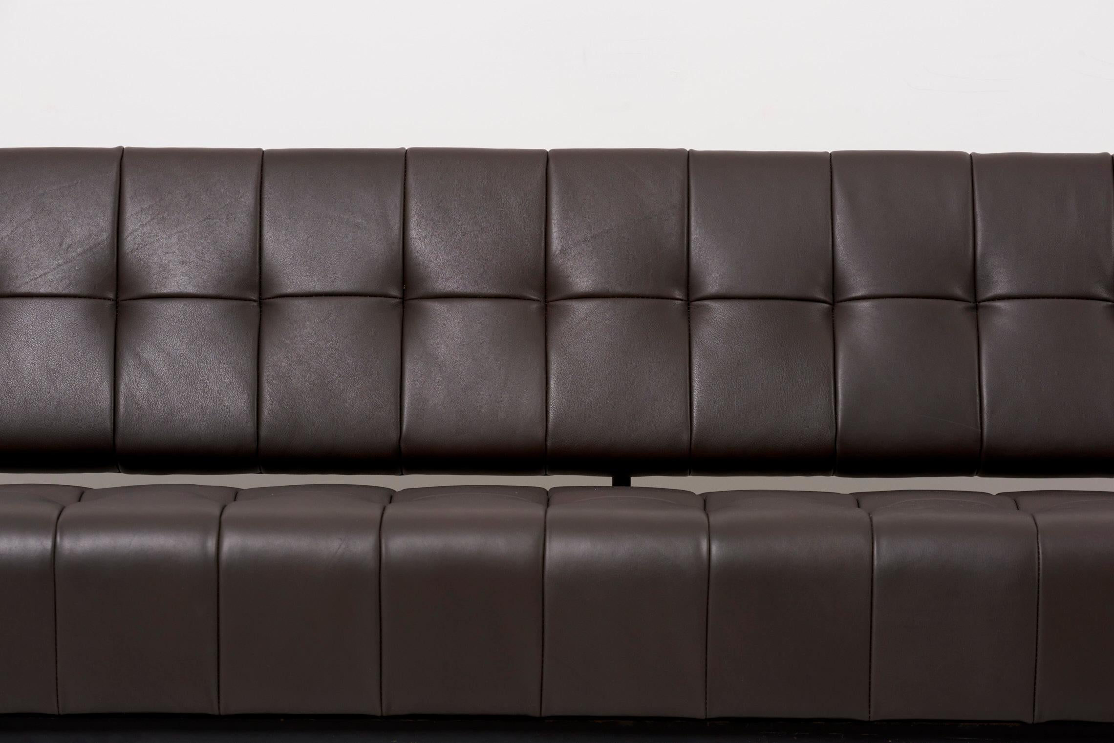 Newly Upholstered Knoll International Black Leather Custom Sofa, Germany, 1950s For Sale 5
