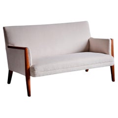 Newly upholstered Kvadrat Jens Risom settee or two seater USA - 1950s