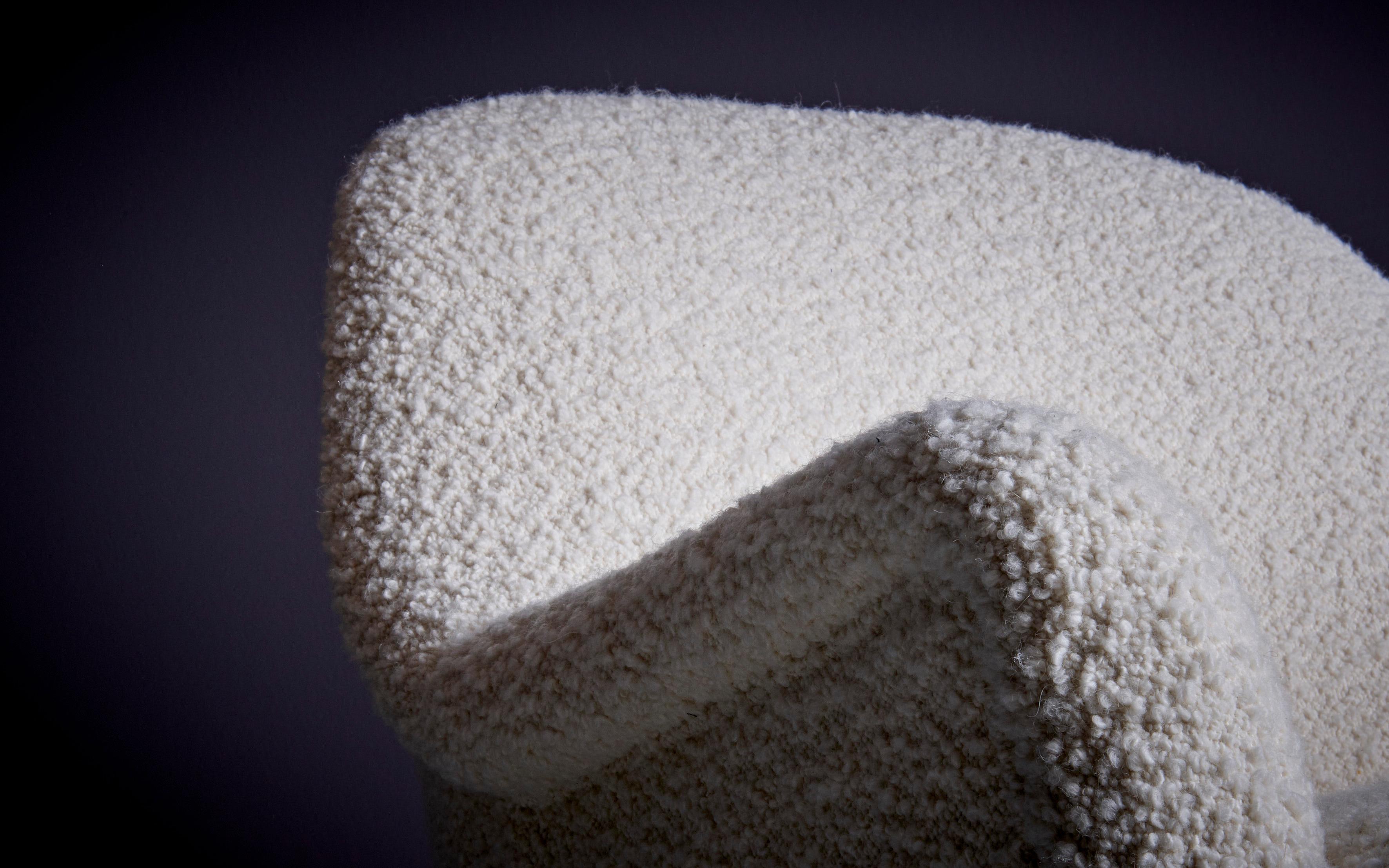 Newly Upholstered Lounge Chair in White Bouclé, 1960s For Sale at 1stDibs