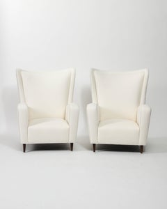 Newly Upholstered Lounge Chair with Sculpted Walnut Legs, France, c. 1950