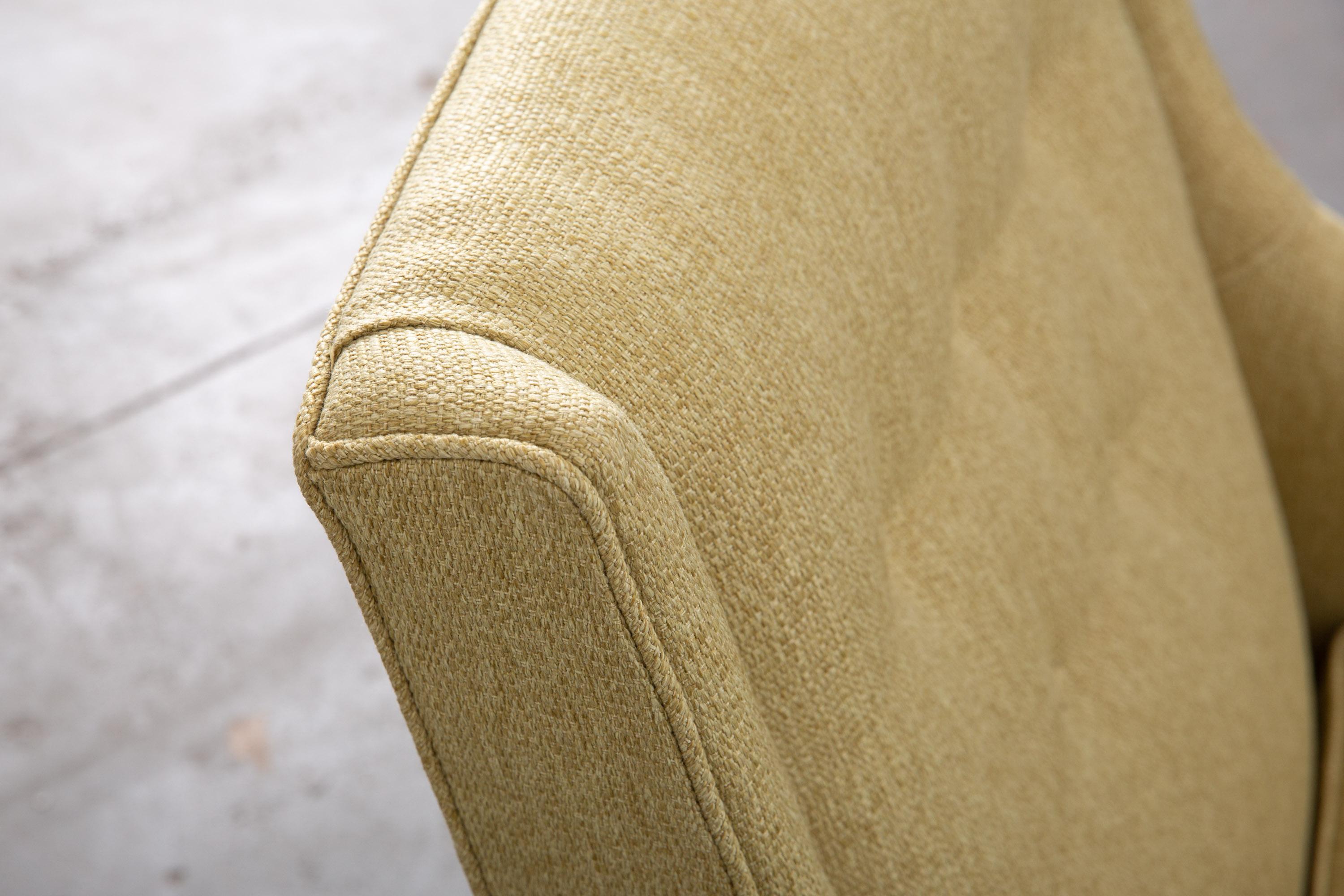 Newly Upholstered Mid-Century Modern Armchair with Brass Details 7