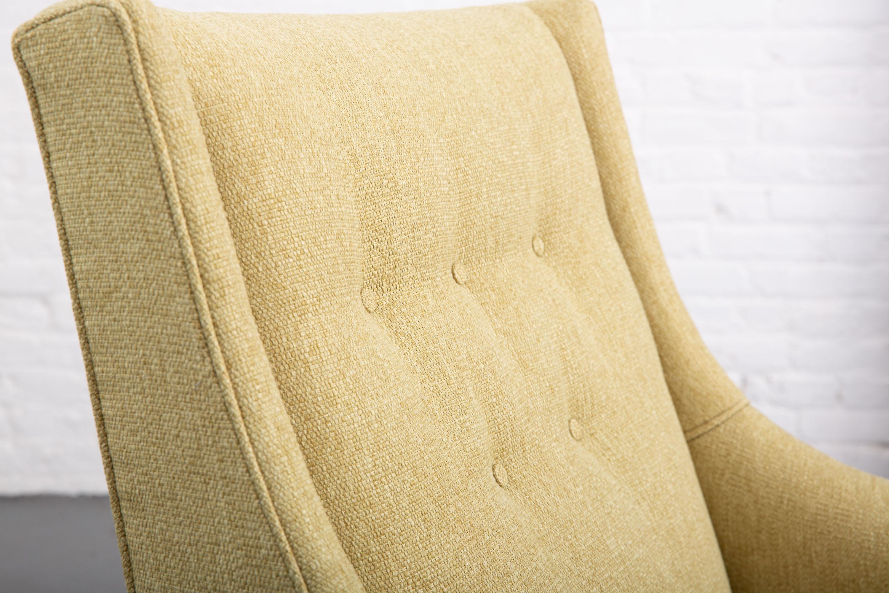 Newly Upholstered Mid-Century Modern Armchair with Brass Details 2