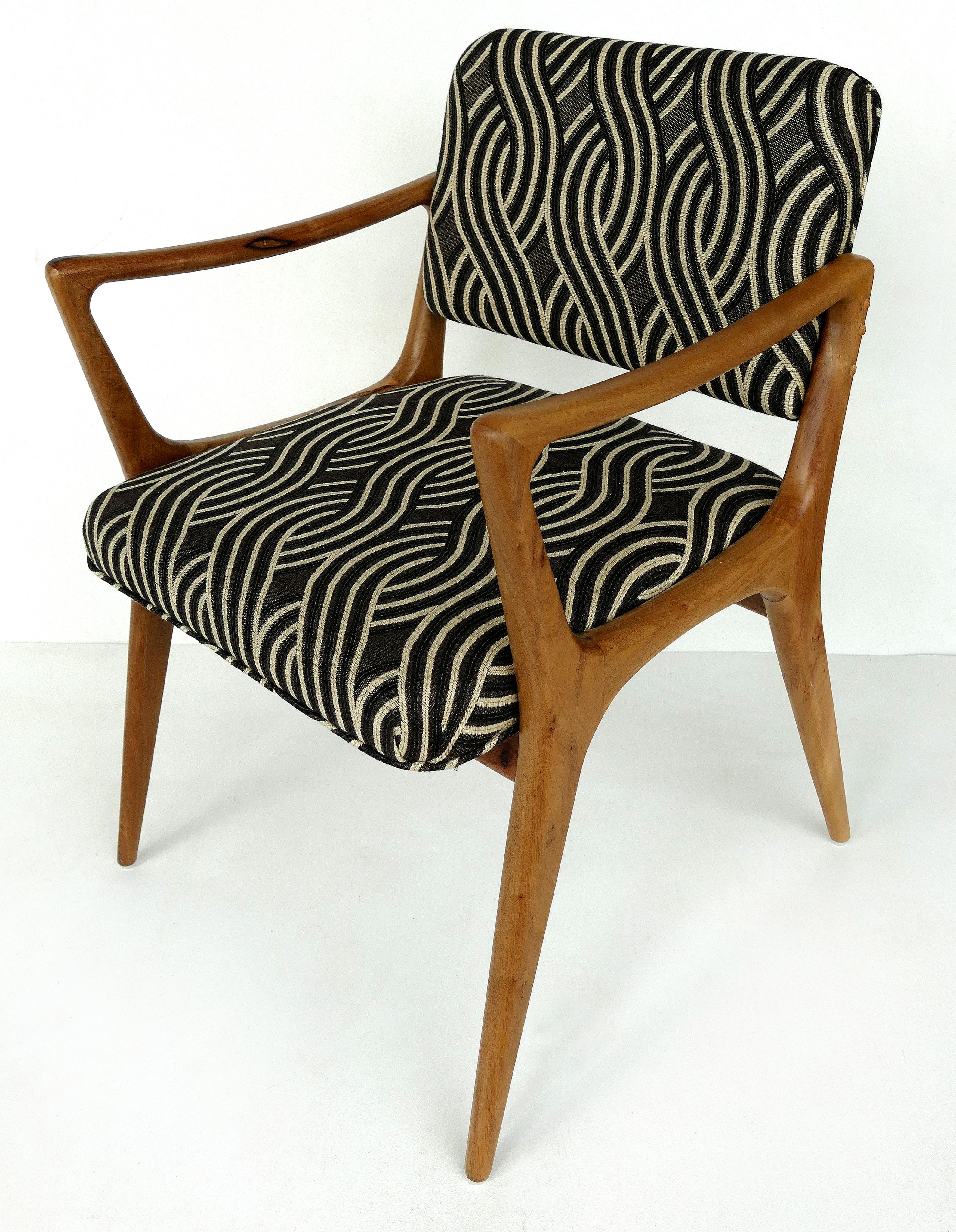 Newly Upholstered Mid-Century Modern Armchairs, Pair In Good Condition In Miami, FL