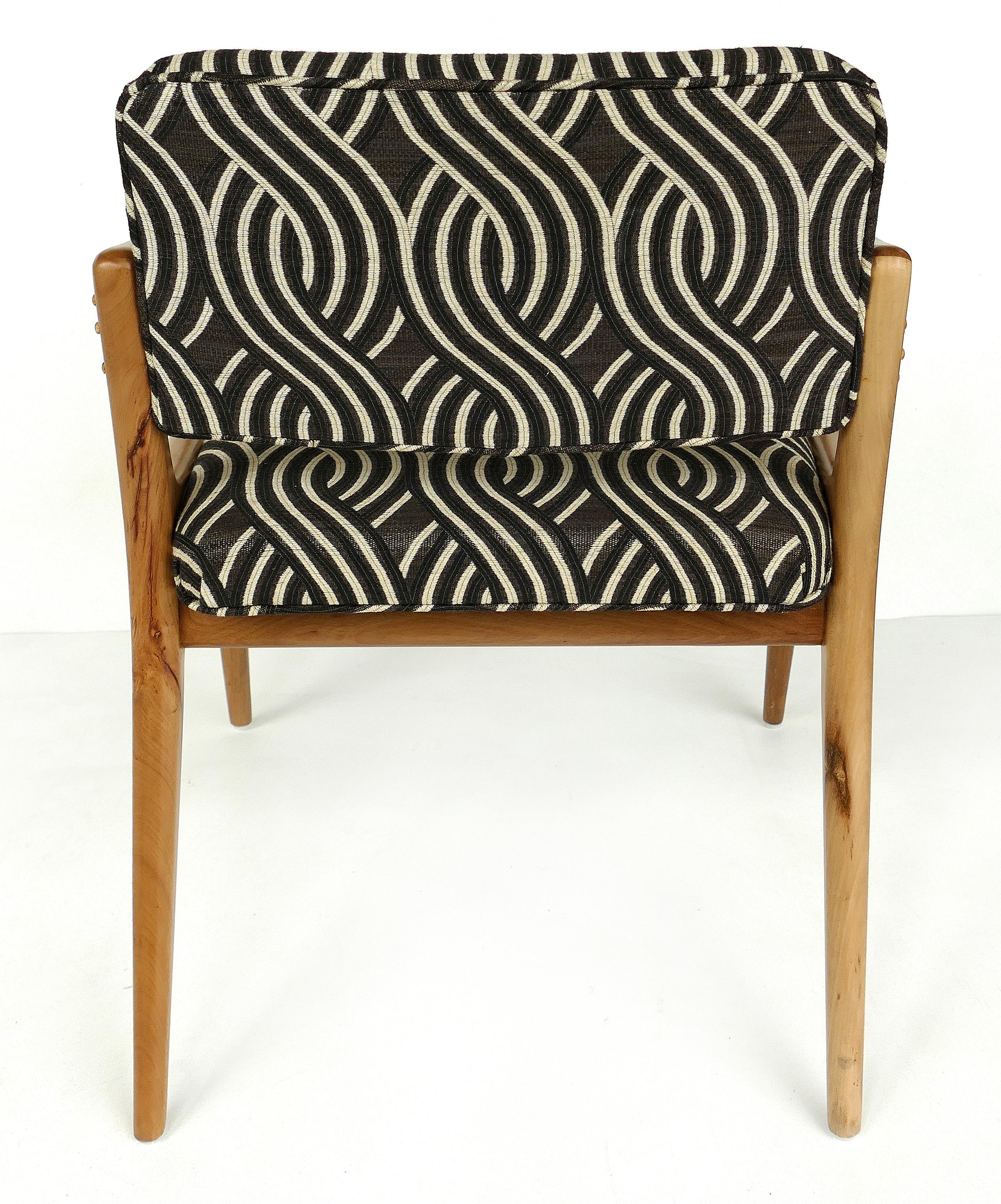 Newly Upholstered Mid-Century Modern Armchairs, Pair 1