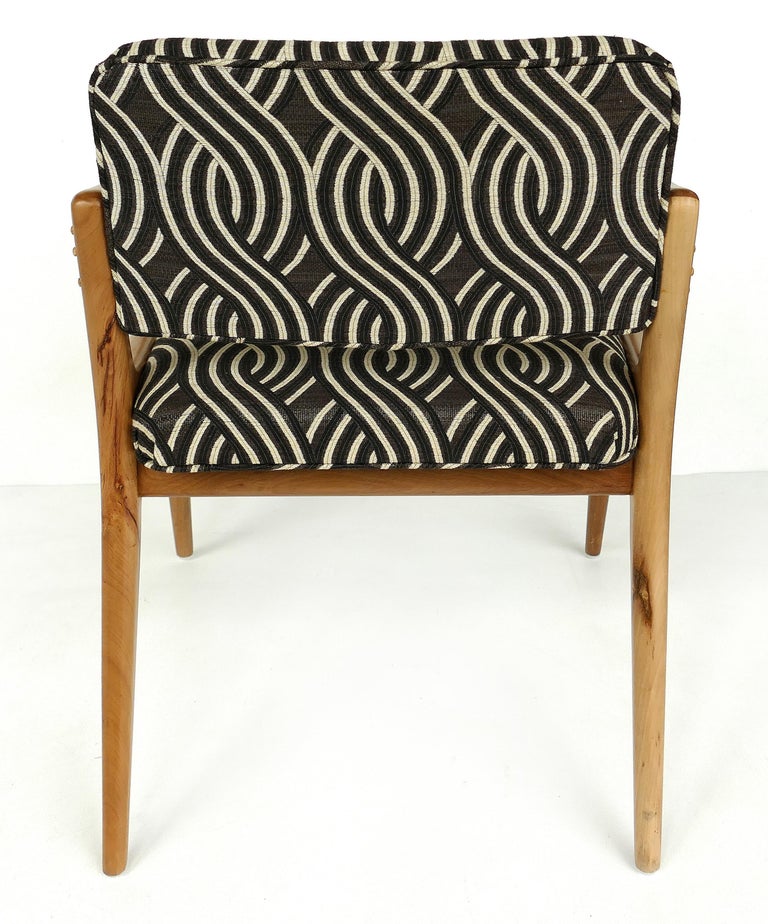 Newly Upholstered MidCentury Modern Armchairs, Pair For Sale at 1stDibs
