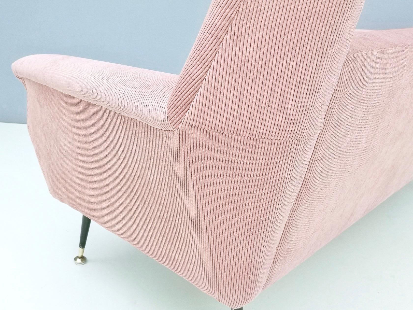 Newly Upholstered Pale Pink Velvet Sofa by Gigi Radice for Minotti, Italy, 1950s 5
