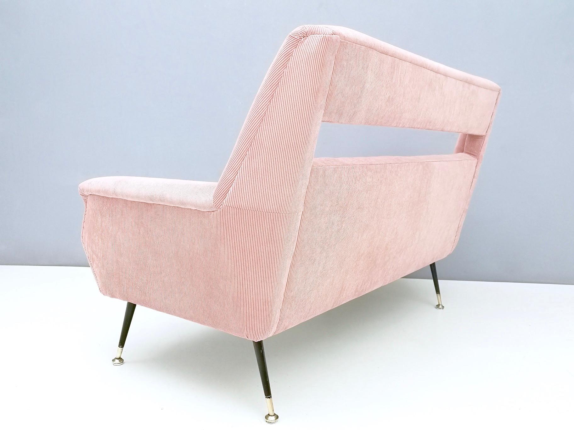 Newly Upholstered Pale Pink Velvet Sofa by Gigi Radice for Minotti, Italy, 1950s 1