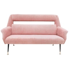 Newly Upholstered Pale Pink Velvet Sofa by Gigi Radice for Minotti, Italy, 1950s